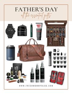 father's day gift guide for the gentleman in your life, including gifts and personal care items