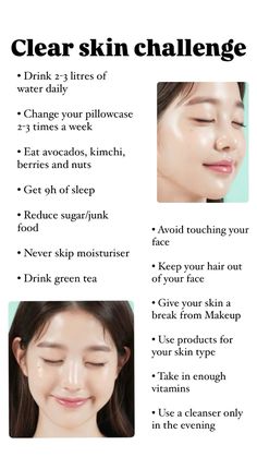 Clear skin challenge, clear skin, glow up, tips, pretty, cute, glow up tips, wonyoung, wonyoungism How To Get More Pale Skin, Winter Glow Up Challenge, Glow Up Tips For 2025, Month Glow Up, Clear Glass Skin Tips, Skin Clearing Tips, How To Clear My Skin, Tips To Get Clear Skin, How To Get Clear Skin In A Week