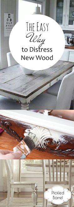 the easy way to distress new wood is with this diy table and chair makeover