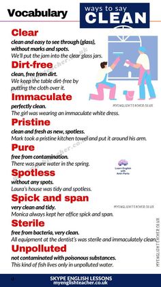 a poster with instructions on how to use the word clean in english and spanish language