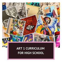 the cover of art 1 curriculum for high school students with pictures of people and animals