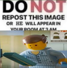 a sign that says do not repost this image or he will appear in your room