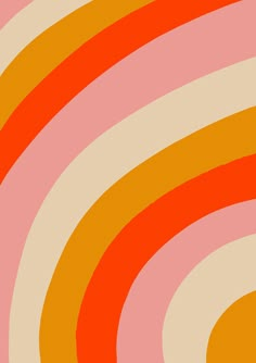 an orange and pink striped background with circles