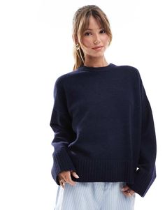 Sweaters & Cardigans by Bershka A lesson in layering Plain design Crew neck Long sleeves Relaxed fit Winter Party Dress, Crew Neck Jumper, Plain Design, Satin Slip Dress, Maxi Dress Trend, Petite Maternity, Dress Trousers, Plus Size Pregnancy, Workwear Dress