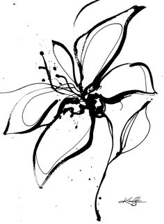 a black and white drawing of a flower