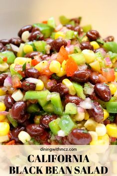 black bean salad with corn, carrots and celery