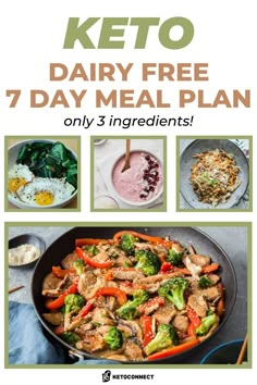 This FREE 7-day keto meal plan focuses on a 100% dairy free diet. Often times when people stall on a keto diet it can be because they are consuming too much dairy. If you want or need to be dairy free, this post is for you! You can still follow along if you don’t want to fully cut out dairy; you can modify any of these keto breakfast ideas, lunches, or low carb dinner recipes with the swaps we recommend. Keto No Dairy, Dairy Free Diet Plan, Modified Keto, Keto Meals Dinners, Keto Meal Plan Beginner, Simple Keto Diet, Keto Dairy Free, Dairy Free Keto Recipes