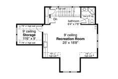 the second floor plan for a home with an additional living room and kitchen area on one side