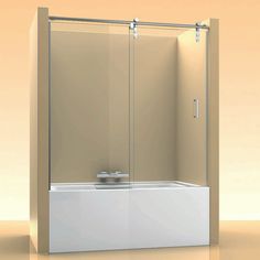 an image of a bathroom setting with shower and bathtub in the corner on the floor