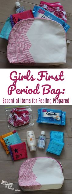 girls'first period bag essential items for feeling prepared and ready to go with it