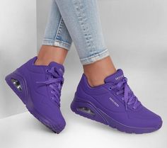 Uno - Night Shades | SKECHERS Purple Tennis Shoes, Nike Shoes Women Fashion, Night Shades, Air Air, Shoe Ideas, Purple Sneakers, Fresh Shoes, Chill Outfits, Cute Nikes