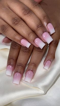 Pink Pretty Nails, White Ombré Nails, Nails Short Square, Green Acrylic Nails, Ombré Nails, Toe Nail Color, Punk Nails, Pink Ombre Nails