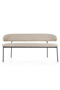 Minimalist Dining Bench | Eleonora Luka | Dutchfurniture.com Modern Banquette, Dining Bench With Back, Bench With Back, Dutch Furniture, Metal Bench, Colourful Living Room, Interior Design Concepts, Dining Benches, Luxury Fabrics