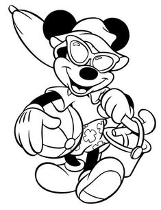 mickey mouse playing with a ball and wearing a baseball cap coloring pages, disney cartoons, person