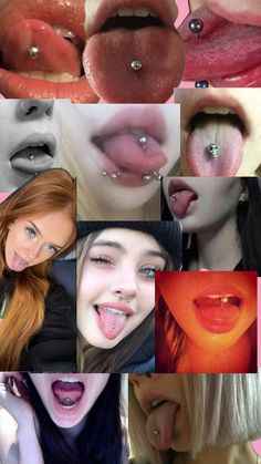 a collage of photos with different types of lips and nose piercings on them