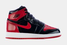 Air Jordan 1 High OG Patent Bred Grade School Lifestyle Shoes (Black/White/Varsity Red) Limit One Per Customer - Shoe Palace Air Jordan 1 Red, Logo Family, School Lifestyle, Sneaker Heads, Issa Vibe, Shoe Palace, Back To School Shoes, Nike Shoes Girls, Jordan Shoes Girls