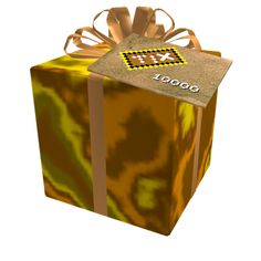 a gift box with a tag on it