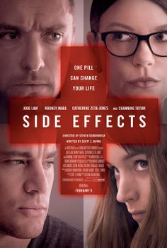 the movie side effects is shown in red and white with two people looking at each other