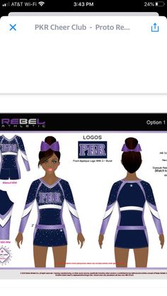 the front and back view of a cheer uniform