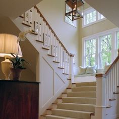 the stairs in this house are made of wood