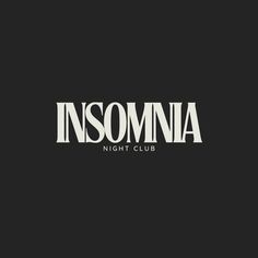 the insomnia night club logo on a black background with white letters in it