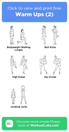 an exercise poster with the instructions for how to warm up