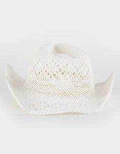 Womens Straw Cowboy Hat - WHITE | Tillys White Cow Girl Hat, Casual White Hats For Rodeo, Casual White Sun Hat For Country Events, White Casual Sun Hat For Rodeo, White Casual Fedora For Country Events, Casual White Straw Hat For Country Events, Womens Straw Cowboy Hat, White Cowgirl Hat