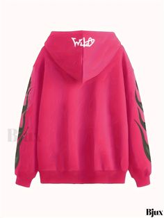 Bjux - Womens Y2K Graphic and Letter Print Hoodie: Zip Up Long Sleeve Sweatshirt for Fall and Winter Fashion Pink Fleece Hoodie With Graphic Print, Y2k Pink Hoodie With Letter Print, Y2k Hooded Winter Tops, Y2k Style Hooded Winter Top, Pink Hip Hop Hoodie For Winter, Hip Hop Hoodie Tops For Winter, Hip Hop Hoodie For Winter, Winter Graphic Print Hooded Top, Y2k Pink Hoodie For Streetwear