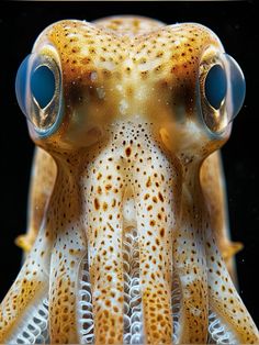 a close up view of an octopus's face