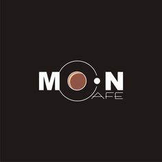 the moon cafe logo is shown on a black background with white letters and an orange dot