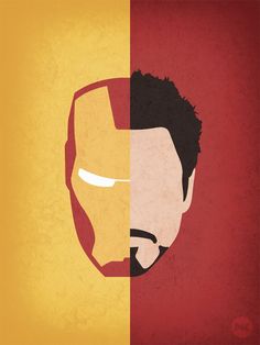 the face of iron man in two different colors