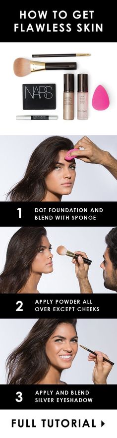 Three steps to looking like you woke up like this. | 21 Beauty Tricks For Makeup Addicts In Training Silver Eyeshadow, Make Up Tutorials, Applying Makeup, Gorgeous Skin, Makeup Tricks, Makeup Game, Beauty Blender, Flawless Skin, All Things Beauty