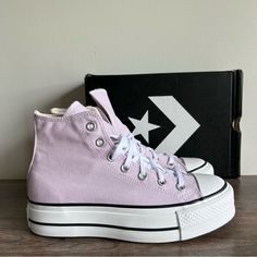 Converse Chuck Taylor All Star Lift Hi Women's Lilac Shoe New In Box Box May Have Minor Cosmetic Damage / Stickers / Writing Women’s Size 7 Please Review All Pictures For Signs Of Wear, Defects, Blemishes Item Shown In Pictures Is What You Are Purchasing No Rips Or Tears. Odor Free All Reasonable Offers Considered Smoke Free Environment Even Though Most Of Our Shoes Are Sold As “New” There Is A Chance That They May Have Been Previously Tried On In Store With Dust And/Or Dirt On The Soles And Ins Lilac Shoe, Lavender Converse, Stickers Writing, Converse Collection, High Converse, Lilac Shoes, Cute Converse Shoes, Glitter Converse, Purple Converse