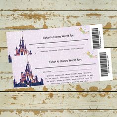 a ticket to the disney world for someone's birthday