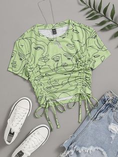 Aesthetic Tops, Top Verde, Top Aesthetic, Cute Overalls, Trendy Outfits For Teens, Shein Tops