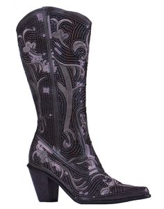 We are dressing up the country cowgirl look with a sassy layer of sequin on a versatile grey color. It's a bold move, but these Helen's Heart boots are a complete fashion statement. These gray boots have a sassy, delicate layer of iridescent sequin that create a beautiful rainbow effect when they hit the light! *Boots are available in whole sizes only (5-11). *Helen's Heart sequin boots tend to run a little bigger. If you're a half size then you'll want to go down to the next whole size. For exa Heart Boots, Exotic Shoes, Lane Boots, Cowgirl Look, Gray Boots, Country Cowgirl, Sequin Boots, Boot Bling, Wedding Boots