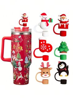 thermos cup is decorated with christmas decorations