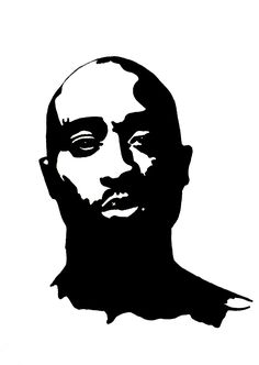 a black and white drawing of a man's face