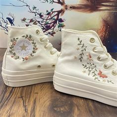 Flowers Shoes, Wedding Converse, Wedding Sneakers, Dr Shoes, Preppy Shoes