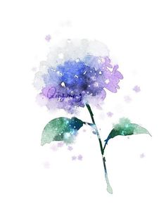 a watercolor painting of a purple flower