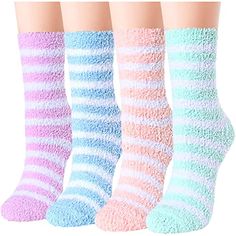 FUZZY SOCKS FOR WOMENFunny fuzzy socks for women, fuzzy socks bulk. Furry socks with stripes and spots are not only warm and cozy, but also perfect for winter wear.SIZE & PACKINGFluffy socks women, comfy socks women, fuzzy socks for girls. One size: fits women shoe size 5-10, the elastic bands at the ankle do not compress your leg, easy to slip on as well as off. 5 Pairs sleep socks in each plastic bag.QUALITY MATERIALCozy socks for women, cozy socks for girls. High Quality Material-pack of Sleep Socks, Sleeping Socks, Fleece Socks, Holiday Socks, Fluffy Socks, Comfy Socks, Soft Sock, Fuzzy Socks, Fits Women