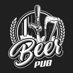 a beer pub logo with a pint of beer