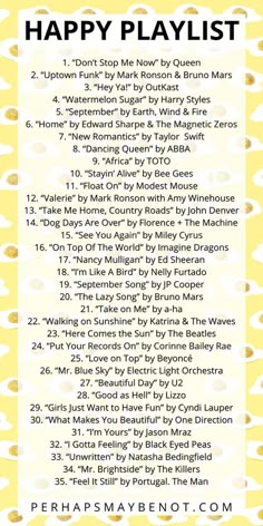 the happy playlist is shown in yellow and white