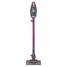 a pink and black vacuum cleaner on a white background