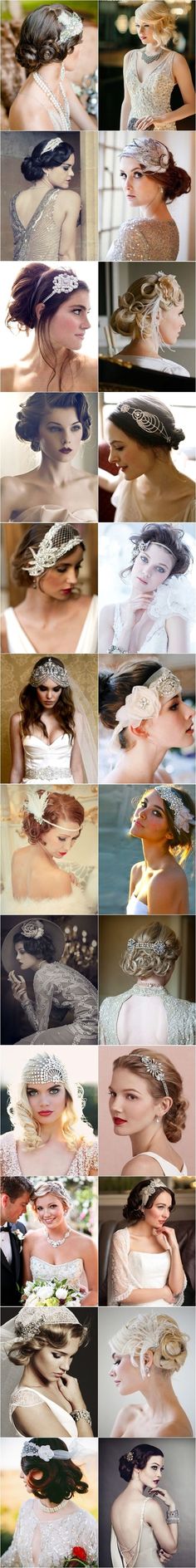 "Wedding Philippines - 1920s Gatsby Glam Inspired Hairstyles" Tons of ideas for our hair for your future Gatsby-themed wedding! Lol @kaymac2012 Gatsby Glam, Inspired Hairstyles, 1920s Hair, Gatsby Theme, Great Gatsby Wedding, 1920s Wedding, Great Gatsby Party, Gatsby Style, Gatsby Wedding