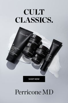 an ad for perricone's new products is shown in black and white