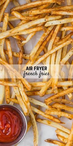 air fryer french fries with ketchup on the side