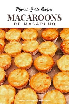 many small pies are sitting on a table with the words macaroons de macapunio