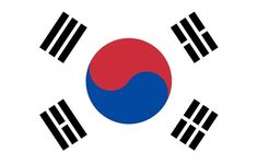 the flag of south korea with four black and red stripes on it's sides