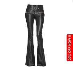 Super Cute Comfy Leather Pants! Great For Winter Or A Night Out M! Sadly Too Small For Me Plz Give A Good Home. No Tags But Brand New And Never Worn Gothic Pants, Leather Pants Women, Pants Vintage, Buckle Boots, Bell Bottom Pants, Flare Trousers, Flared Pants, Faux Leather Pants, Type Of Pants